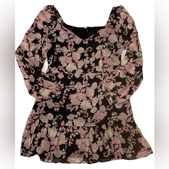 Paige Simi Floral Tiered Silk Mini Dress SZ L - Picture 3 of 7